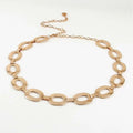 Gold-toned jewelry waist chain featuring oval link design with interlocking oval links for summer jewelry waist style