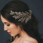Delicate gold pearl branch bride wedding outdoor hair comb with small white pearls for elegant bridal styling