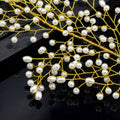 Gold pearl branch gold wire hair comb adorned with white pearls for bride wedding outdoor use