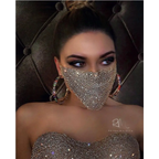 A sparkling gold rhinestone flash jewelry mask featuring an explosive metal flash design with dense crystal patterns