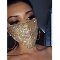 A dazzling gold rhinestone flash jewelry mask featuring explosive metal flash design with sparkling rhinestones