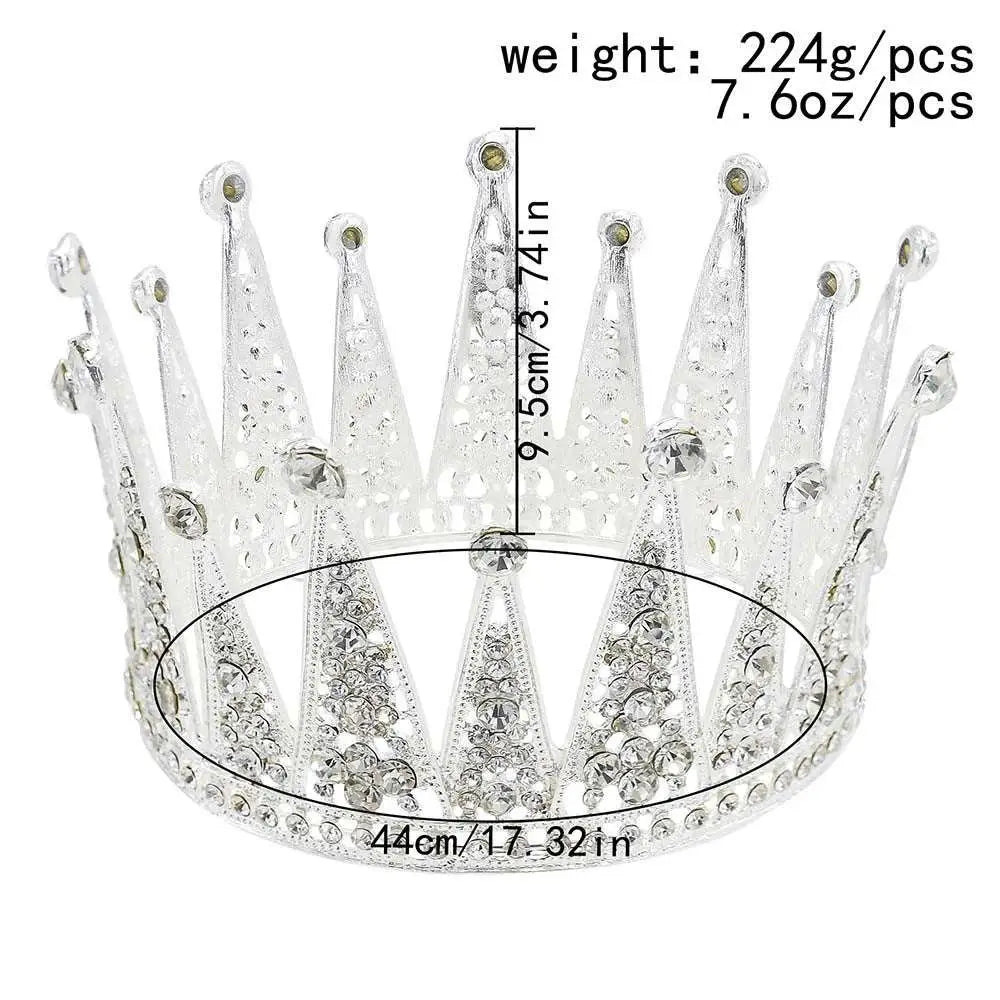 Silver rhinestone alloy crown with intricate cut-out design and pointed spikes gold rhinestone fashion bridal hair accessories