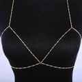 Gold twisted rope body chain with a delicate intricate design for jewelry retro bikini and retro bikini chain use