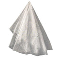 A golden shiny big veil in white sheer fabric with scattered silver and gold star-shaped embellishments