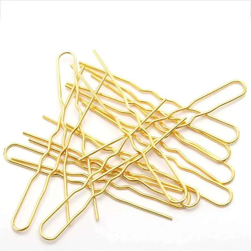 Golden wavy metal bobby pins with a sleek metallic finish designed for diy hair accessories and styling needs