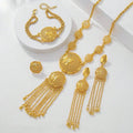 Golden butterfly middle ring set with intricate mesh detailing and chain tassels wedding decoration necklace