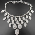 A sparkling silver gorgeous diamond necklace set wedding featuring teardrop crystal pendants for set wedding bride
