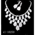 Gorgeous diamond necklace set wedding featuring sparkling silver crystal teardrop pendants and matching earrings