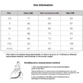Size information chart for gradient mesh slimming annual party banquet mermaid dress showing measurements in centimeters xs to xxxl