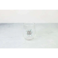 Clear stemless wine glass with enjoy every moment printed in black and green in grapefruit body scrub spa gift basket