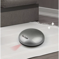 Gray intelligent automatic sweeping machine mini robot vacuum cleaner with silver dome and robot cleaner branding