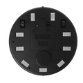 Gray intelligent automatic sweeping machine mini robot black circular base with eight silver adhesive strips and battery compartment