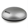 Gray intelligent automatic sweeping machine mini robot with silver dome shape, sleek metallic finish, and black base