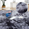Gray shaggy living room plush rug with soft fluffy texture and subtle shade variations for cozy room decor