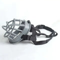 Gray silicone dog muzzle made of silicone with black adjustable straps for secure fit during vet visits