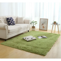 A vibrant green shaggy rug with soft fluffy texture and raised edges for carpet modern home decor use