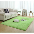Bright lime green silky fluffy carpet modern home decor plush shaggy area rug with soft textured surface