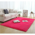 Vibrant pink plush rectangular silky fluffy carpet modern home decor shaggy rug for stylish indoor flooring