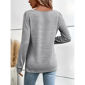 A gray solid color versatile long sleeved top featuring a square neck and soft heather gray textured fabric