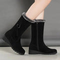Black suede ankle martin boots autumn with gray suede tassel and gray faux fur lining for autumn and winter wear