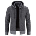 Gray thicken winter coat with textured knit fabric plush inner lining and zipper closure solid design and ribbed cuffs
