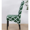 Gray and white geometric spandex chair cover with green white geometric pattern printed stretch fabric design