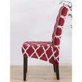 Red and white geometric spandex chair cover featuring covers printed stretch material for elegant chair protection