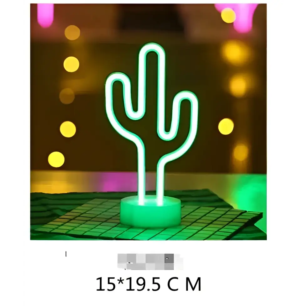 Green christmas tree led neon lights shaped as a glowing cactus lamp with a bright green outline and base for perfect ambiance
