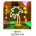 A green christmas tree led neon light with a glowing green outline and yellow trunk on a circular base for perfect ambiance