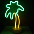 Green christmas tree led neon lights featuring a glowing palm tree design with gradient green to yellow for perfect ambiance