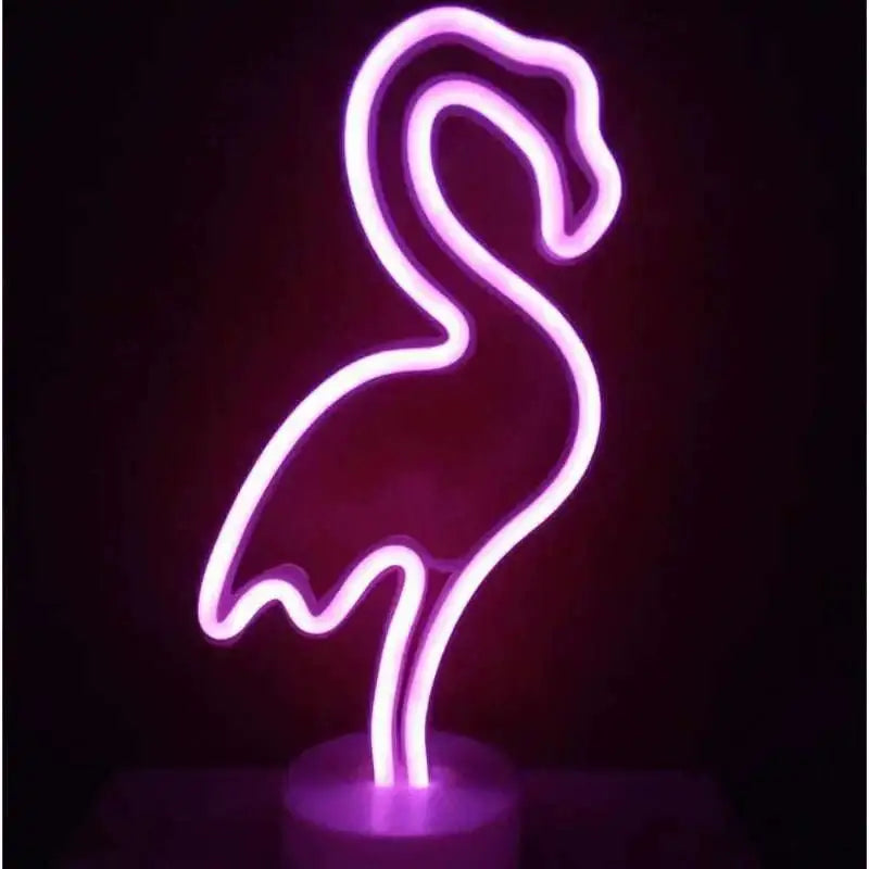 A glowing pink neon flamingo led neon light with a sleek minimalist design creating perfect ambiance