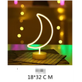 A glowing white neon crescent moon lamp with a cylindrical base creating perfect ambiance with led neon lights