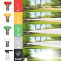 Nozzle attachments in red yellow green white and black for efficient pressure cleaning with the green high pressure cleaning machine