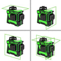 Black and neon green laser line level with compact rugged design in green laser line level kit with tripod and case