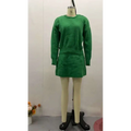 Green long sleeve knit casual sweater skirt set featuring a crew neckline and ribbed cuffs