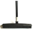 Black plastic pet hair removal squeegee with long handle and dense bristles for effective hair removal broom use