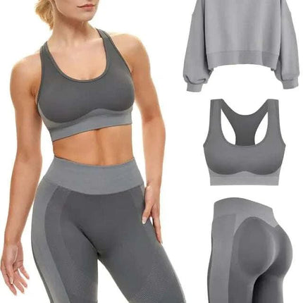 Gym Sets Women 2 Piece or 3 Matching Workout Set Women Shorts Bra Yoga Workout Outfit Fitness Exercise Clothes Running Set - Royalessencelux