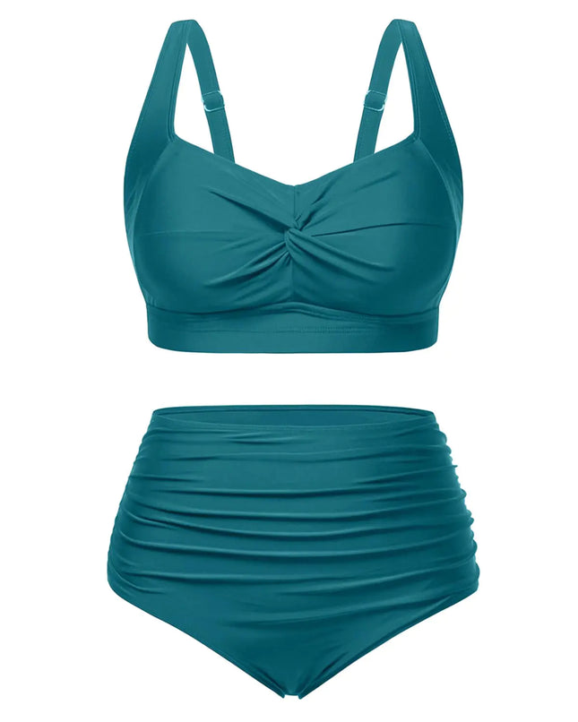 Tempt Me Women Plus Size High Waisted Bikini Set Two Piece Swimsuit Tummy Control Bathing Suits Teal 16 Plus