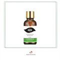A sleek amber glass scalp liquid nutrient bottle with a gold-toned ribbed cap and a green white label featuring chinese characters