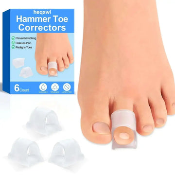 Clear translucent silicone hammer toe corrector pack toe spacers large designed for comfort and support