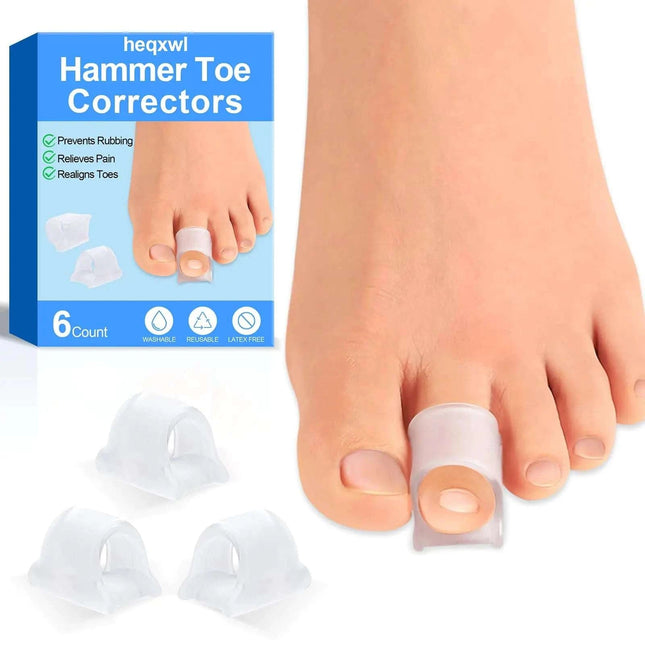 Hammer Toe Corrector 6 Pack Toe Spacers Toe Straighteners for Curled Toes Bunion Corrector for Preventing Rubbing & Relieve Pressure (Large) - Royalessencelux