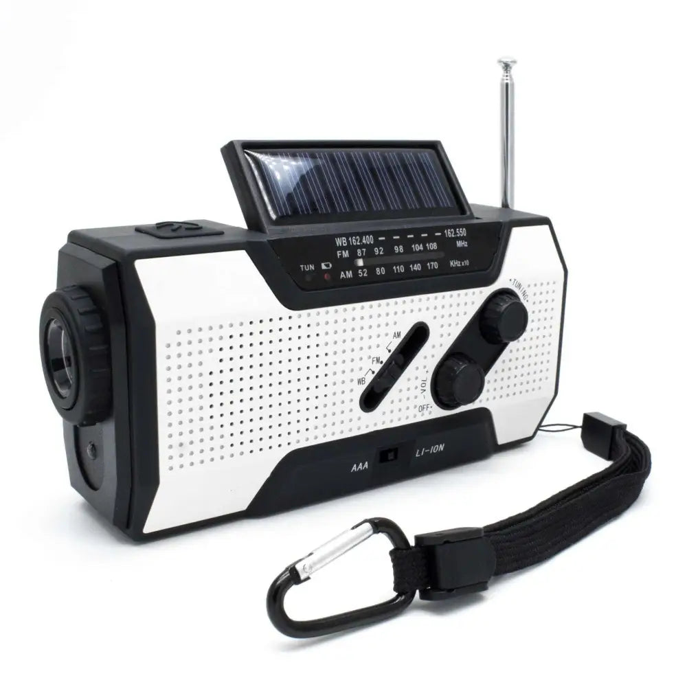 Lime green and black crank solar emergency radio with built-in flashlight and usb charging port for outdoor use