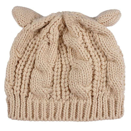 Hand Made 3D Cute Knitted Cat Ear Beanie For Winter - Royalessencelux