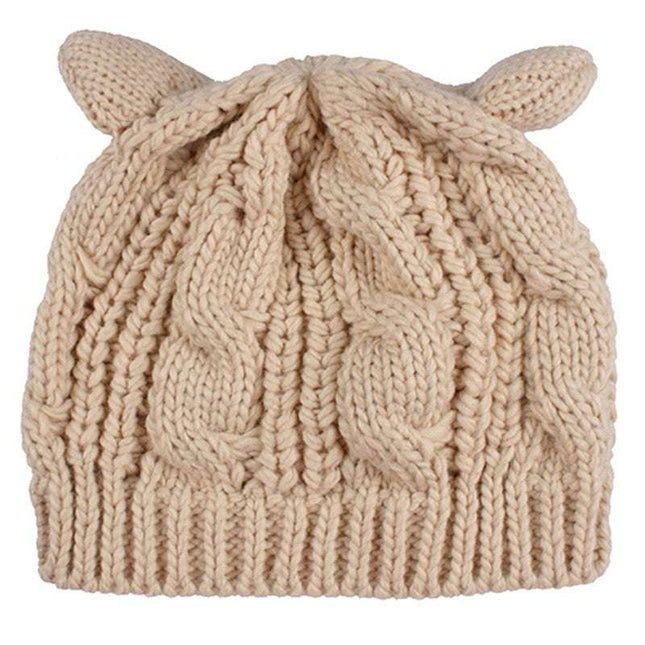 Hand Made 3D Cute Knitted Cat Ear Beanie For Winter - Royalessencelux