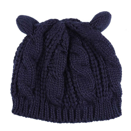 Hand Made 3D Cute Knitted Cat Ear Beanie For Winter - Royalessencelux