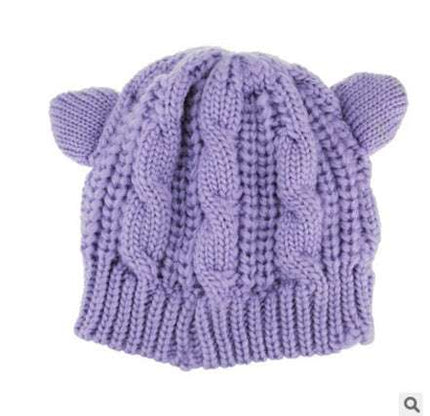 Hand Made 3D Cute Knitted Cat Ear Beanie For Winter - Royalessencelux