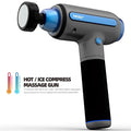 Gray and blue yicoly handheld muscle relaxation massager with black grip and hot compress feature for muscle relief