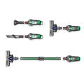 Green and gray Dyson handheld wireless vacuum with foldable tube designed for versatile cleaning and modern use