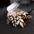 Elegant handmade hairband gold featuring gold leaf headdress with silver accents and crystal beads for special occasions
