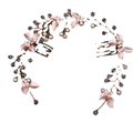 Handmade leaf twisted flower comb in rose gold pink with delicate pearls and silver-toned crystals adornment